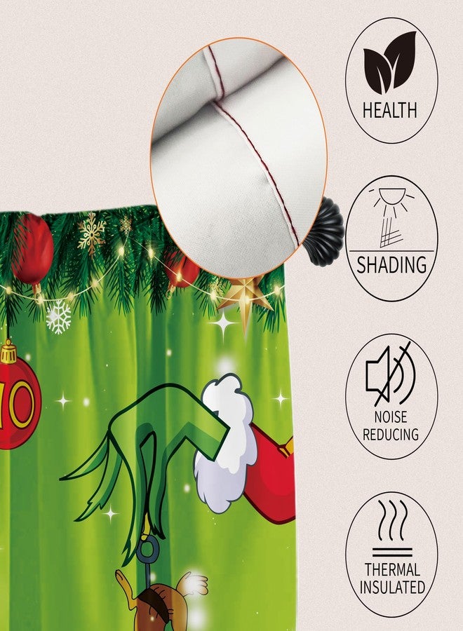 Deztibos Christmas Curtains How Stole Christmas Curtains Tree Snowflake New Year Holiday 52'' L x 18'' W Red and Green - Image 5